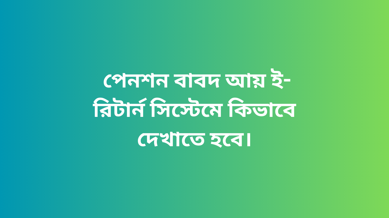 পেনশন বাবদ আয় ই-রিটার্ন সিস্টেমে কিভাবে দেখাতে হবে?