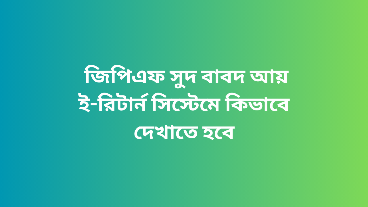  জিপিএফ সুদ বাবদ আয় ই-রিটার্ন সিস্টেমে কিভাবে দেখাতে হবে